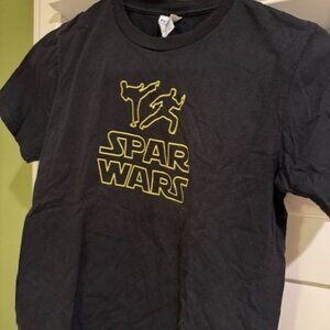 🌻3 for $12🌻 Worn once! Black, karate/martial arts "Spar Wars", kids t-shirt M